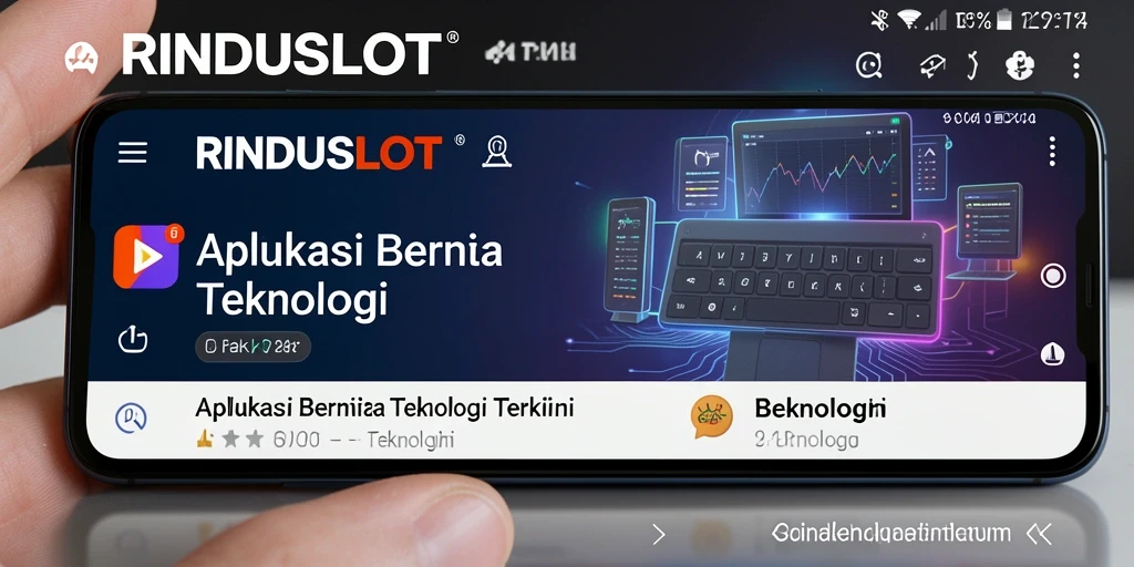 Antarmuka aplikasi RINDUSLOT menampilkan berita teknologi yang menarik.