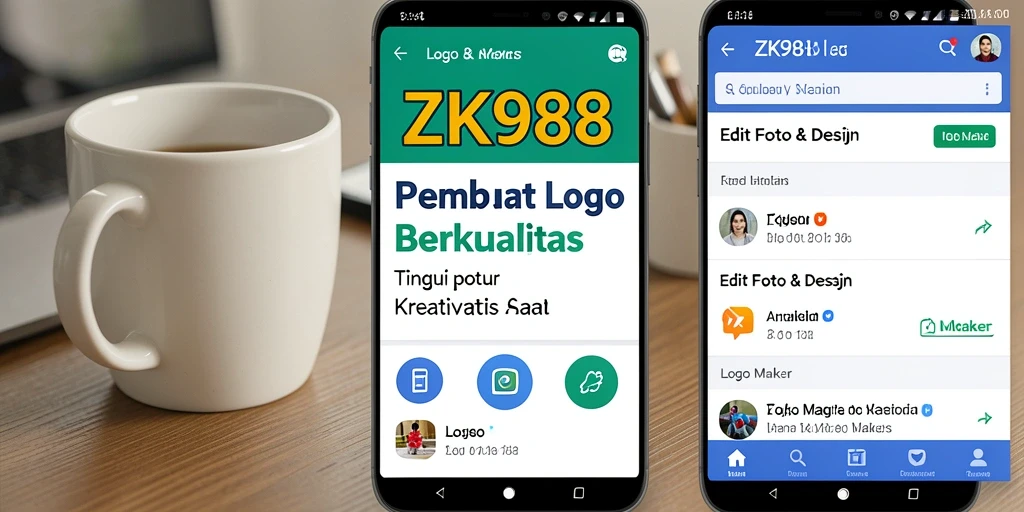 Antarmuka ZK988 menampilkan alat desain logo yang inovatif.