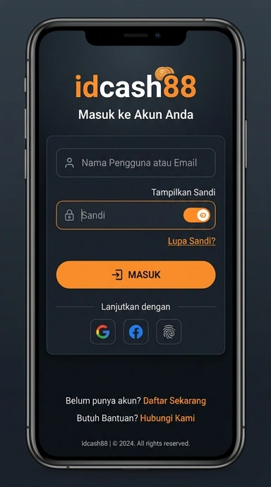 Tampilan halaman login idcash88